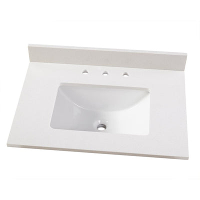 31 in. W x 22 in. D Engineered Marble Vanity Top in Snowstorm with White Single Trough Sink - Super Arbor