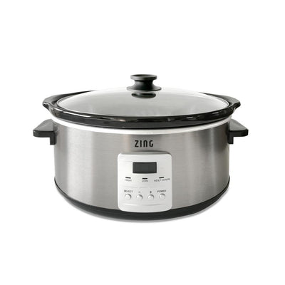7 Qt. Oval Stainless Steel Programmable Slow Cooker with Glass Lid - Super Arbor