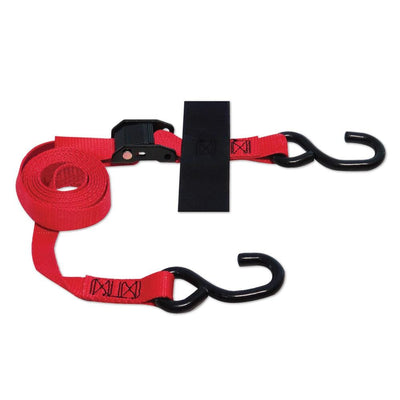 2 Pack - 8 ft. x 1 in. S-Hook Cam Strap with Hook and Loop Storage Fastener in Red - Super Arbor