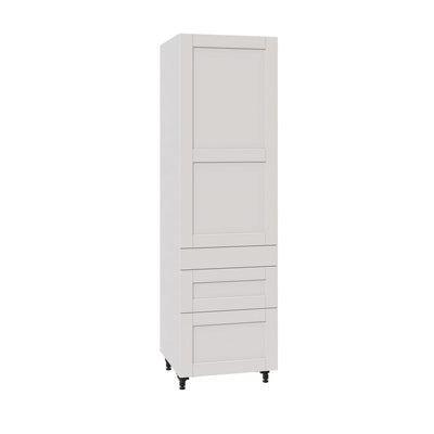Shaker Assembled 24 in. x 84.5 in. x 24 in. Pantry Cabinet w/ 2-Inner Drawers & Three Pull Out Drawers in Vanilla White - Super Arbor