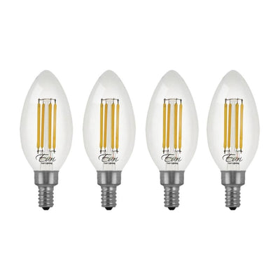 Euri Lighting 60 Watt Equivalent Soft White (3000K) B10 ENERGY STAR and Dimmable LED Light Bulbs in Clear (4-Pack) - Super Arbor