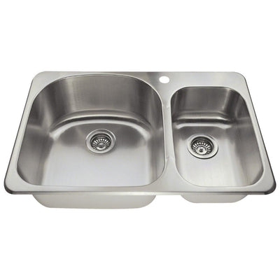 Drop-in Stainless Steel 32 in. 1-Hole Double Bowl Kitchen Sink - Super Arbor