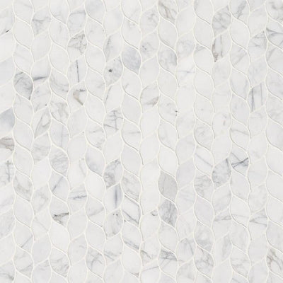MSI Calacatta Blanco 12 in. x 13 in. x 10mm Polished Marble Mesh-Mounted Mosaic Tile (10.80 sq. ft./case) - Super Arbor