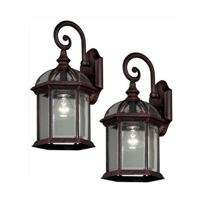 Twin Pack 1-Light Weathered Bronze Outdoor Wall Lantern Sconce - Super Arbor