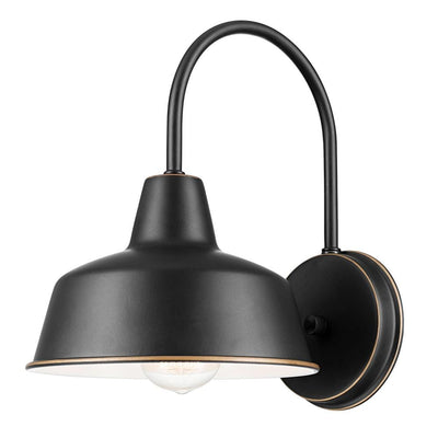 Delancey 1-Light Oil Rubbed Bronze and White Outdoor/Indoor Wall Lantern Sconce - Super Arbor