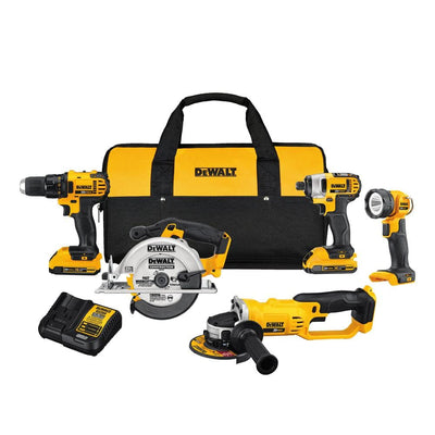 20-Volt Max Lithium-Ion Cordless Combo Kit (5-Tool) w/ (2) Batteries 2Ah, Charger & Tool Bag - Super Arbor