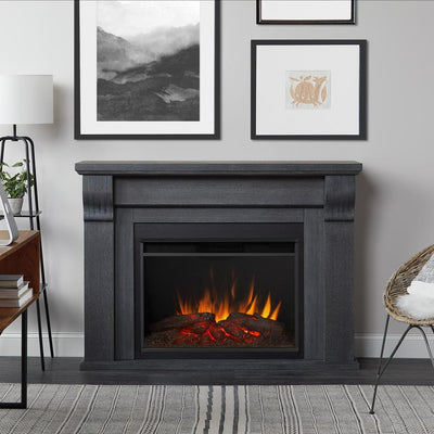 Whittier 58 in. Freestanding Electric Fireplace in Antique Gray - Super Arbor