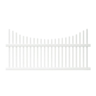 Pro-Series 3.5 ft. H x 8 ft. W White Vinyl Alexandria Scalloped Spaced Picket Fence Panel - Super Arbor