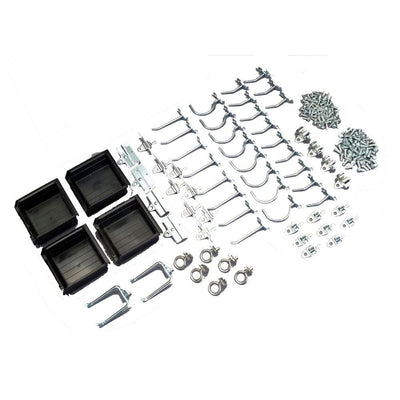 Zinc Plated Steel Craft Hook Assortment Kit and Hanging Bin Kit (64-Pieces) - Super Arbor