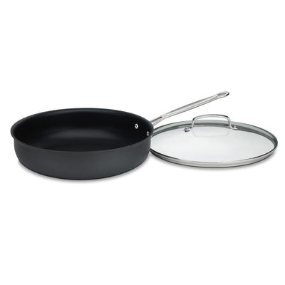 Chef's Classic 12 in. Hard-Anodized Aluminum Nonstick Skillet in Black with Glass Lid - Super Arbor