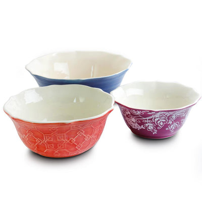 Life on the Farm 3-Piece Assorted Colors Scalloped Bowl - Super Arbor