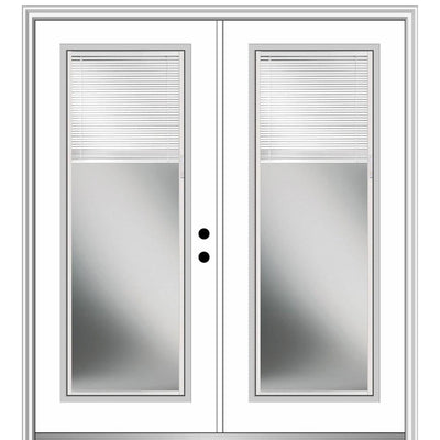 60 in. x 80 in. Internal Blinds Left-Hand Inswing Full Lite Clear Glass Painted Steel Prehung Front Door - Super Arbor
