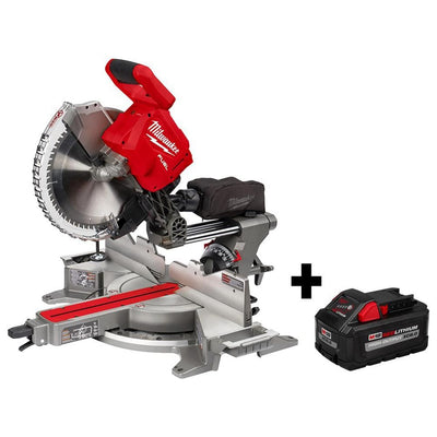 M18 FUEL 18-Volt 12 in. Lithium-Ion Brushless Cordless Dual Bevel Sliding Compound Miter Saw with Free 8.0 Ah Battery - Super Arbor
