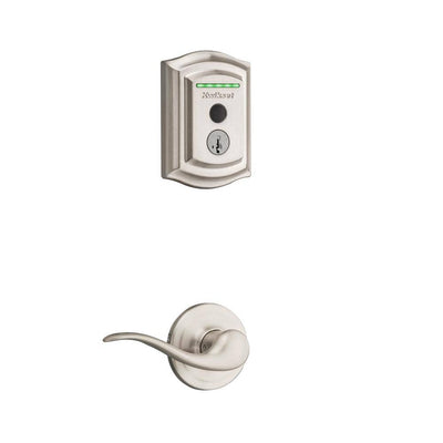 Halo Touch Satin Nickel Traditional Fingerprint WiFi Elect Smart Lock Deadbolt Feat SmartKey Security with Tustin Lever - Super Arbor