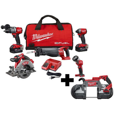 M18 FUEL 18-Volt Lithium-Ion Brushless Cordless Combo Kit (5-Tool) with M18 FUEL Deep Cut Band Saw - Super Arbor