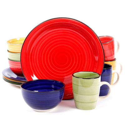 Color Speckle 12-Piece Rustic Assorted Stoneware Dinnerware Set (Service for 4) - Super Arbor
