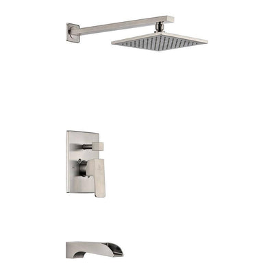 Mezzo Series 1-Handle 1-Spray Tub and Shower Faucet in Brushed Nickel (Valve Included) - Super Arbor