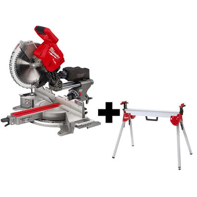 M18 FUEL 18-Volt Lithium-Ion Brushless Cordless 12 in. Dual Bevel Sliding Compound Miter Saw with Stand (Tool-Only) - Super Arbor