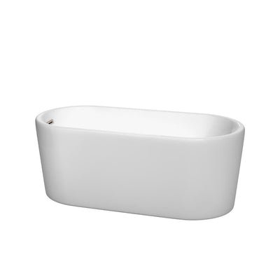 Ursula 4.9 ft. Acrylic Flatbottom Non-Whirlpool Bathtub in White with Brushed Nickel Trim - Super Arbor