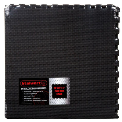 Stalwart Black 24 in. x 24 in. x 0.5 in. Interlocking EVA Foam Floor Mat (6-Pack)