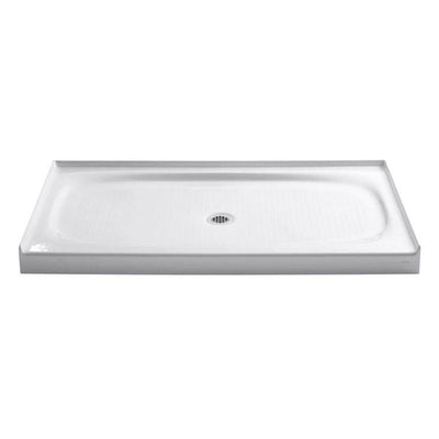 Salient 60 in. x 36 in. Cast Iron Single Threshold Shower Base with Center Drain in White - Super Arbor