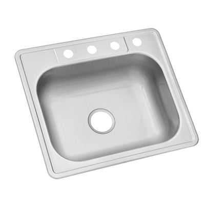 Drop-In Stainless Steel 25 in. 4-Hole Single Bowl Kitchen Sink - Super Arbor