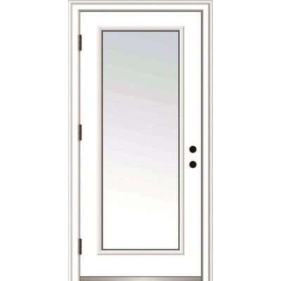 32 in. x 80 in. Classic Right-Hand Outswing Full Lite Clear Low-E Primed Steel Prehung Front Door with Brickmould - Super Arbor