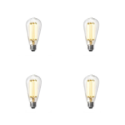 Feit Electric 100-Watt Equivalent ST19 Dimmable LED Clear Glass Vintage Edison Light Bulb With Straight Filament Bright White (4-Pack) - Super Arbor