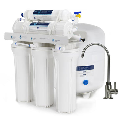 5-Stage Under-Sink Reverse Osmosis Water Filtration System with 50 GPD Membrane - Brushed Nickel Faucet - Super Arbor