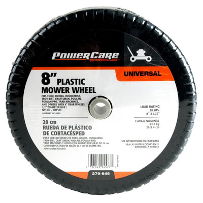 Powercare 8 in. x 1.75 in. Universal Plastic Wheel for Lawn Mowers - Super Arbor