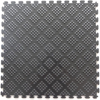 Norsk Multi-Purpose Black 18.3 in. x 18.3 in. PVC Garage Flooring Tile with Raised Diamond Pattern (6-Pieces)