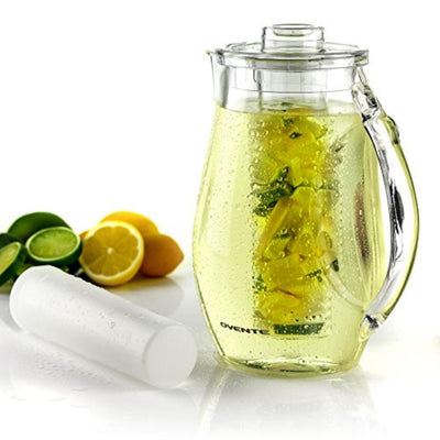 84 fl. oz. Clear Pitcher with Removable Fruit Infuser Rod and Ice Rod, Non-Slip Handle, Drip-Free Spout - Super Arbor