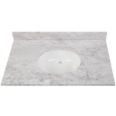 37 in. W x 22 in. D Stone Effects Vanity Top in Winter Mist with White Sink - Super Arbor