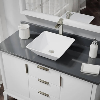 Porcelain Vessel Sink in White with 7007 Faucet and Pop-Up Drain in Brushed Nickel - Super Arbor