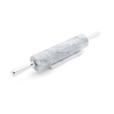 White Marble Rolling Pin and Base with Aluminum Handles - Super Arbor