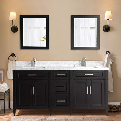Savona 72 in. W x 22 in. D x 36 in. H Bath Vanity in Espresso with Vanity Top in White with White Basin and Mirror - Super Arbor