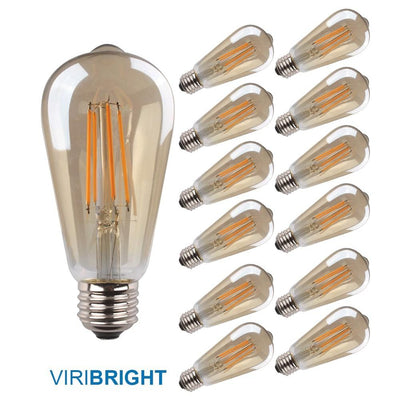 Viribright 40-Watt Equivalent ST19 Decorative Bulb Amber Glass Filament Vintage Style Led Light Bulb Warm White (12-Pack) - Super Arbor
