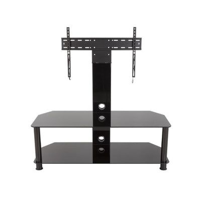 SDCL1140BB-A Stand with TV Mount for TVs up to 65 in. Black Glass, Black Legs - Super Arbor