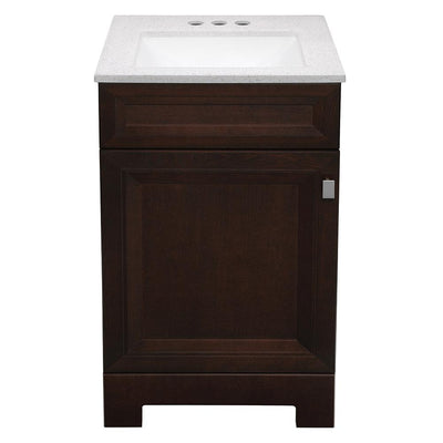 Sedgewood 18-1/2 in. W Bath Vanity in Dark Cognac with Solid Surface Technology Vanity Top in Arctic with White Sink - Super Arbor