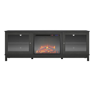 Andele 71.3 in. Electric Fireplace TV Stand for TVs up to 70 in. in Black Oak - Super Arbor