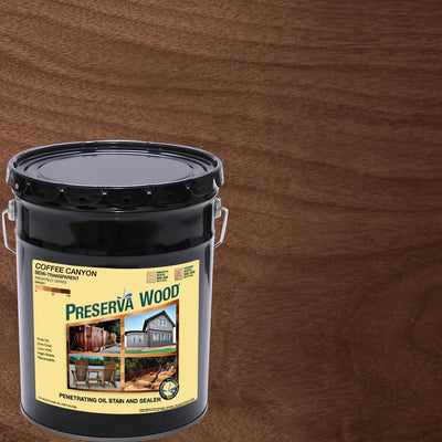 Preserva Wood 5 gal. Semi-Transparent Oil-Based Coffee Canyon Exterior Wood Stain - Super Arbor