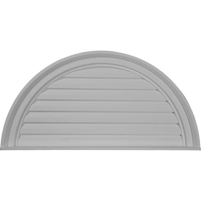 32 in. x 16 in. Half Round Primed Polyurethane Paintable Gable Louver Vent - Super Arbor