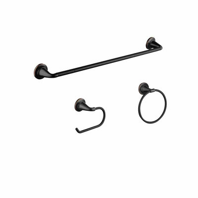 Constructor 3-Piece Bath Hardware Set with Expandable Towel Bar, Towel Ring, and Toilet Paper Holder in Bronze - Super Arbor