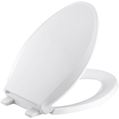 Cachet Quiet-Close Elongated Closed Front Toilet Seat with Grip-Tight Bumpers in White - Super Arbor