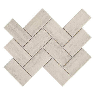 Marazzi Stonehollow 14 in. x 12 in. x 6.35mm Mist Ceramic Herringbone Mosaic Floor and Wall Tile (0.67 sq. ft. / piece) - Super Arbor