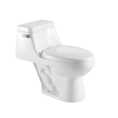 12 in. Rough-In 1-piece 0.8/ 1.28 GPF Dual Flush Elongated Siphonic Jet Toilet in White, Seat Included - Super Arbor