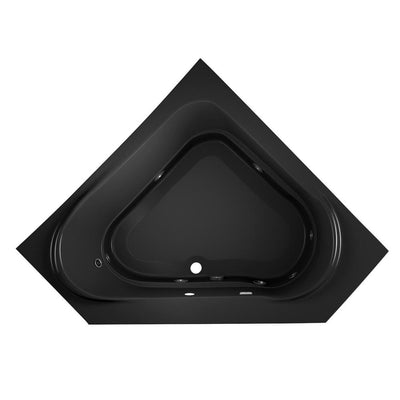 CAPELLA 60 in. x 60 in. Acrylic Drop-In Corner Center Drain Whirlpool Bathtub with Heater in Black - Super Arbor