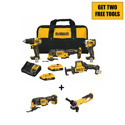 ATOMIC 20-Volt Combo Kit (4-Tool) with Free ATOMIC 20-Volt Brushless Oscillating Tool and 20-Volt 4.5 in.-5 in. Grinder - Super Arbor