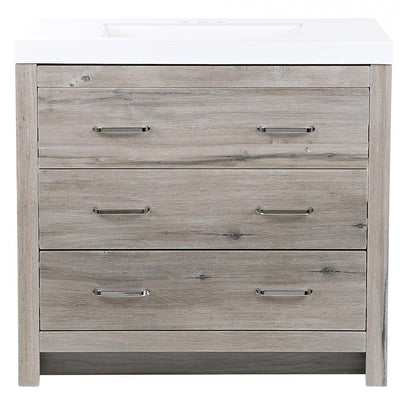 Woodbrook 37 in. W Bathroom Vanity in White Washed Oak with Cultured Marble Vanity Top in White with White Sink - Super Arbor