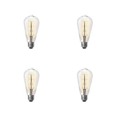 Feit Electric 40-Watt Equivalent ST19 Clear Glass Vintage Edison LED Light Bulb with M Shape Filament Warm White (4-Pack) - Super Arbor